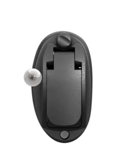 Oticon_Opn_IIC_R_TranspShell_C005BlackFP_Bat10_Front_500pctSize_TIF (1)